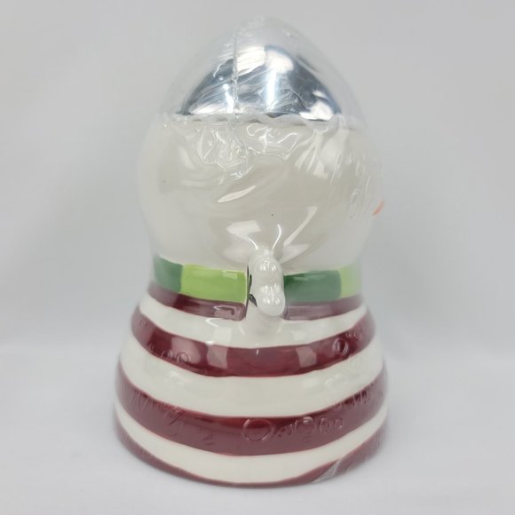 New Santaland Metallic Accent Cute Christmas Snowman 8" Small Cookie Candy Jar - Picture 5 of 7